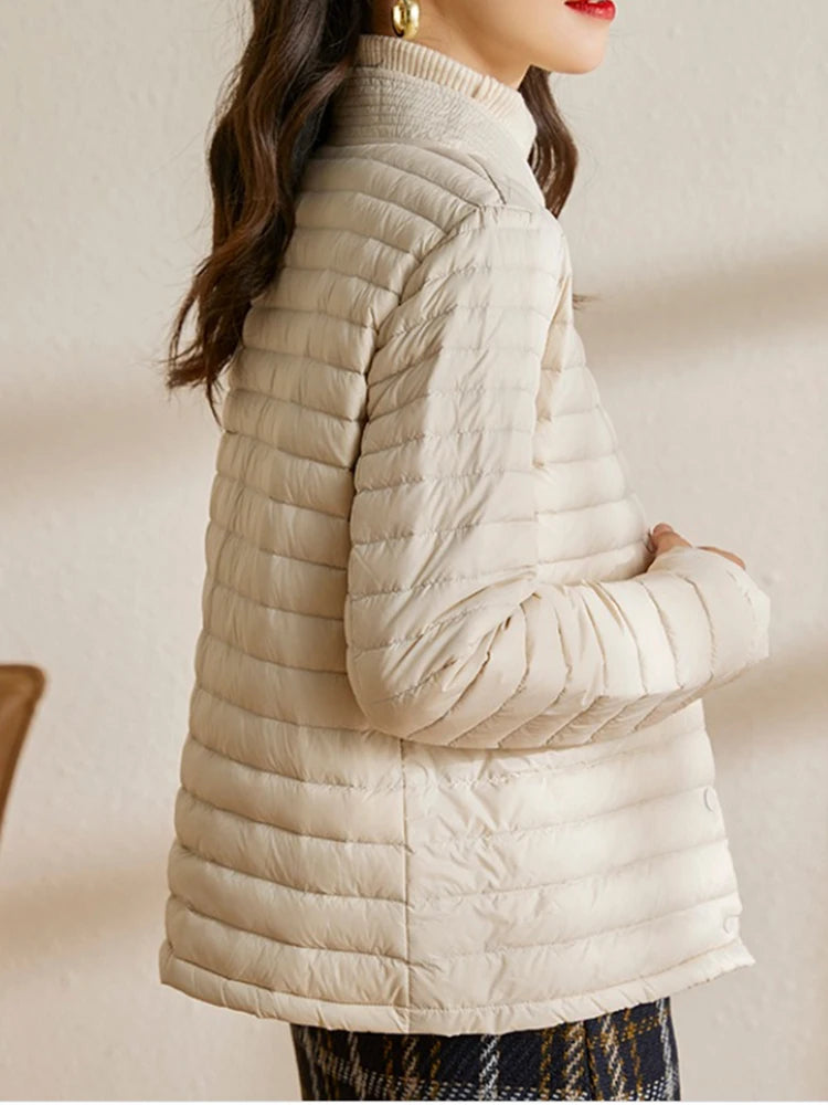 Women's lightweight autumn down puffer jacket short coat