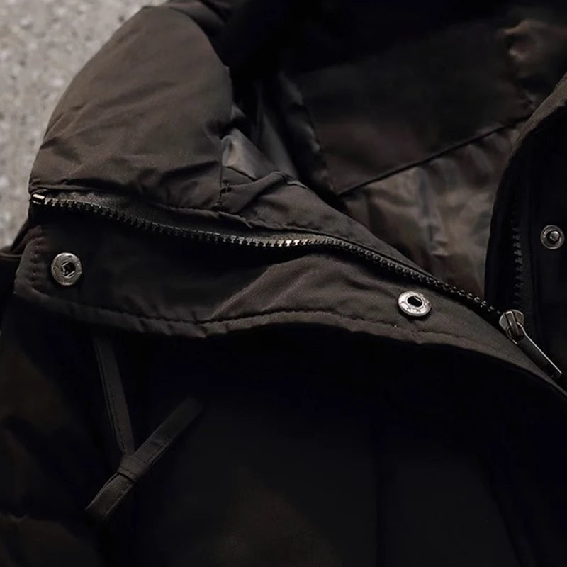 Women's Puffer Jacket - Oversized Quilted Warmth - Hooded High Collar - Zip Closure