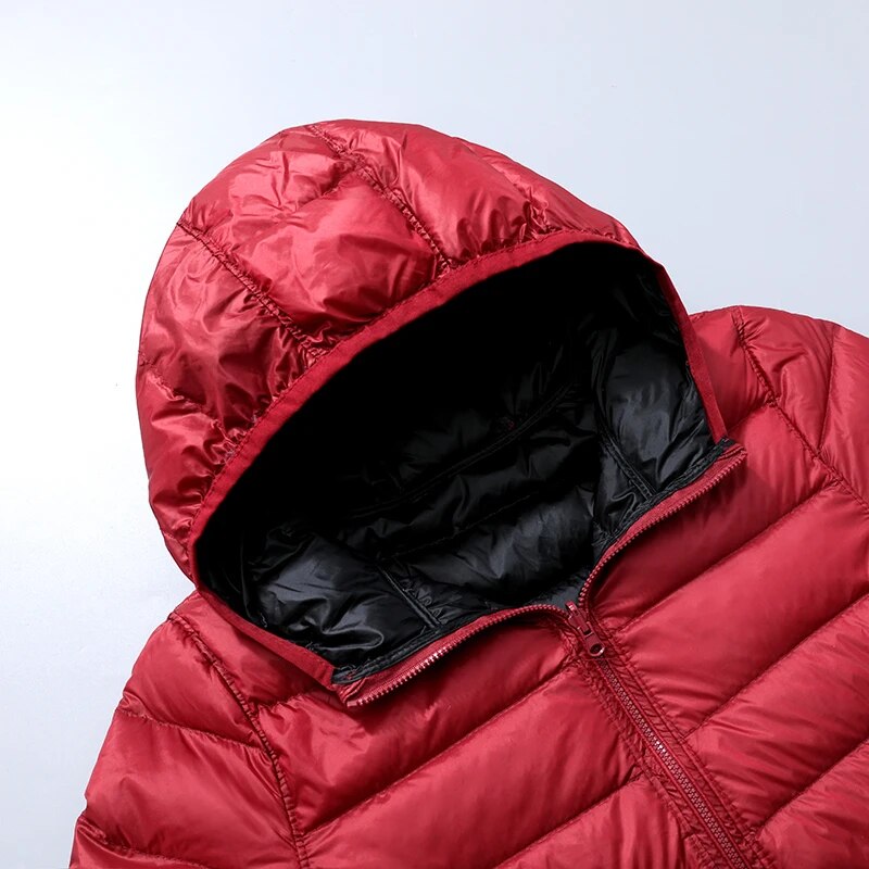 Men’s Puffer Jacket - Quilted Hooded Design - Lightweight Insulated - Zip Closure