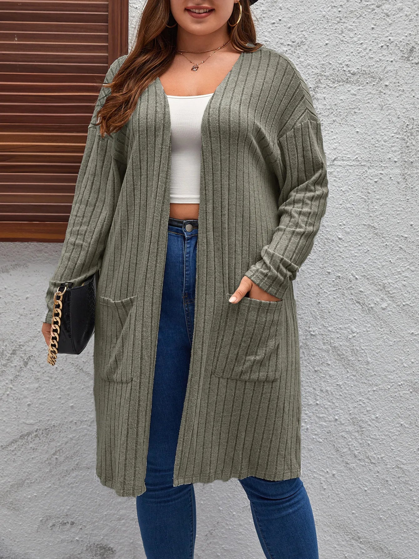 Women's plus size oversized long sleeve cardigan