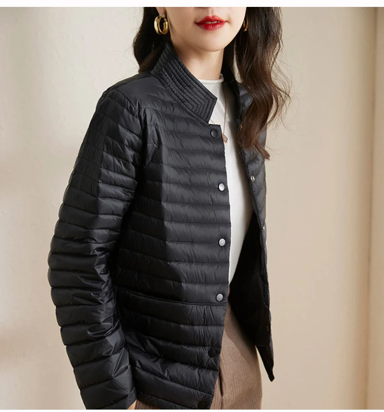 Women's lightweight autumn down puffer jacket short coat