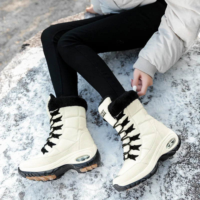 Women's winter mid-calf waterproof snow boots