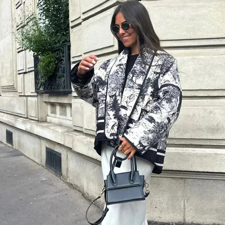 Women's porcelain pattern loose coat