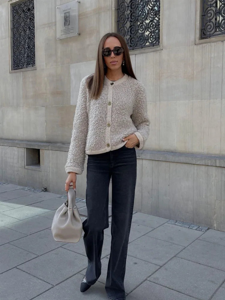 Women's large size lamb wool jacket