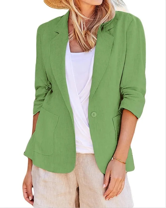 Women's solid color loose fit single-breasted suit