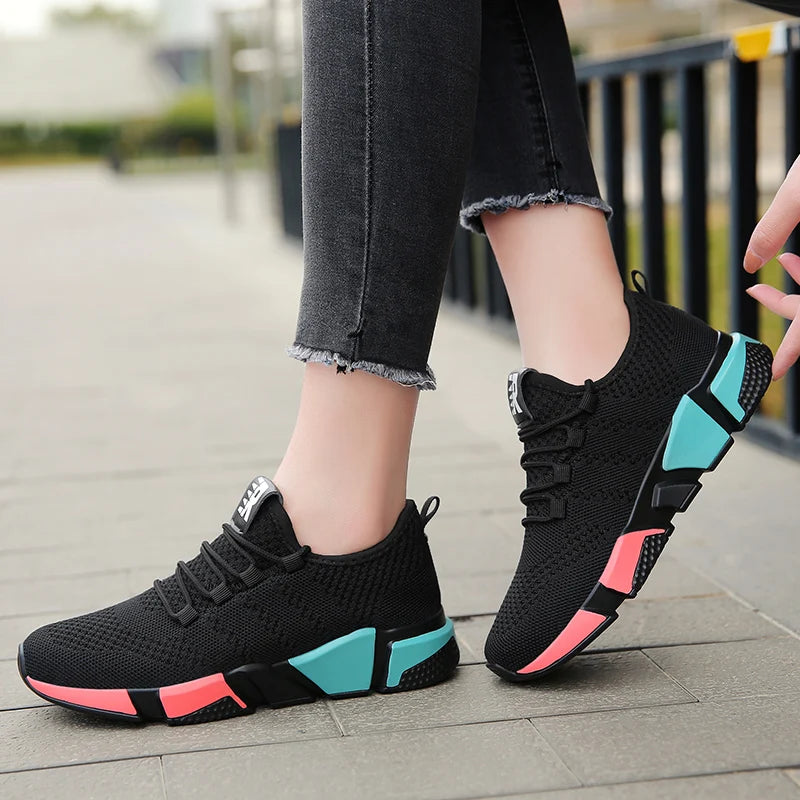 Women's Athletic Sneakers - Breathable Mesh - Lightweight Cushioning - Sporty Casual