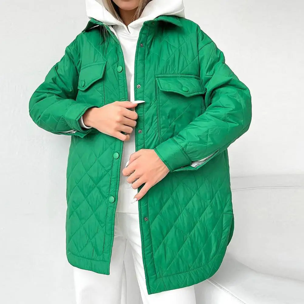 Women's vintage oversized hooded single-breasted mid-length coat with pockets