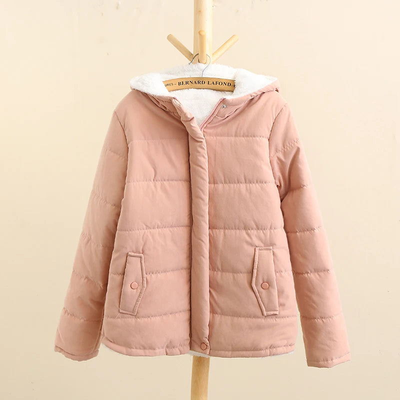 Women's winter hooded fleece-padded jacket