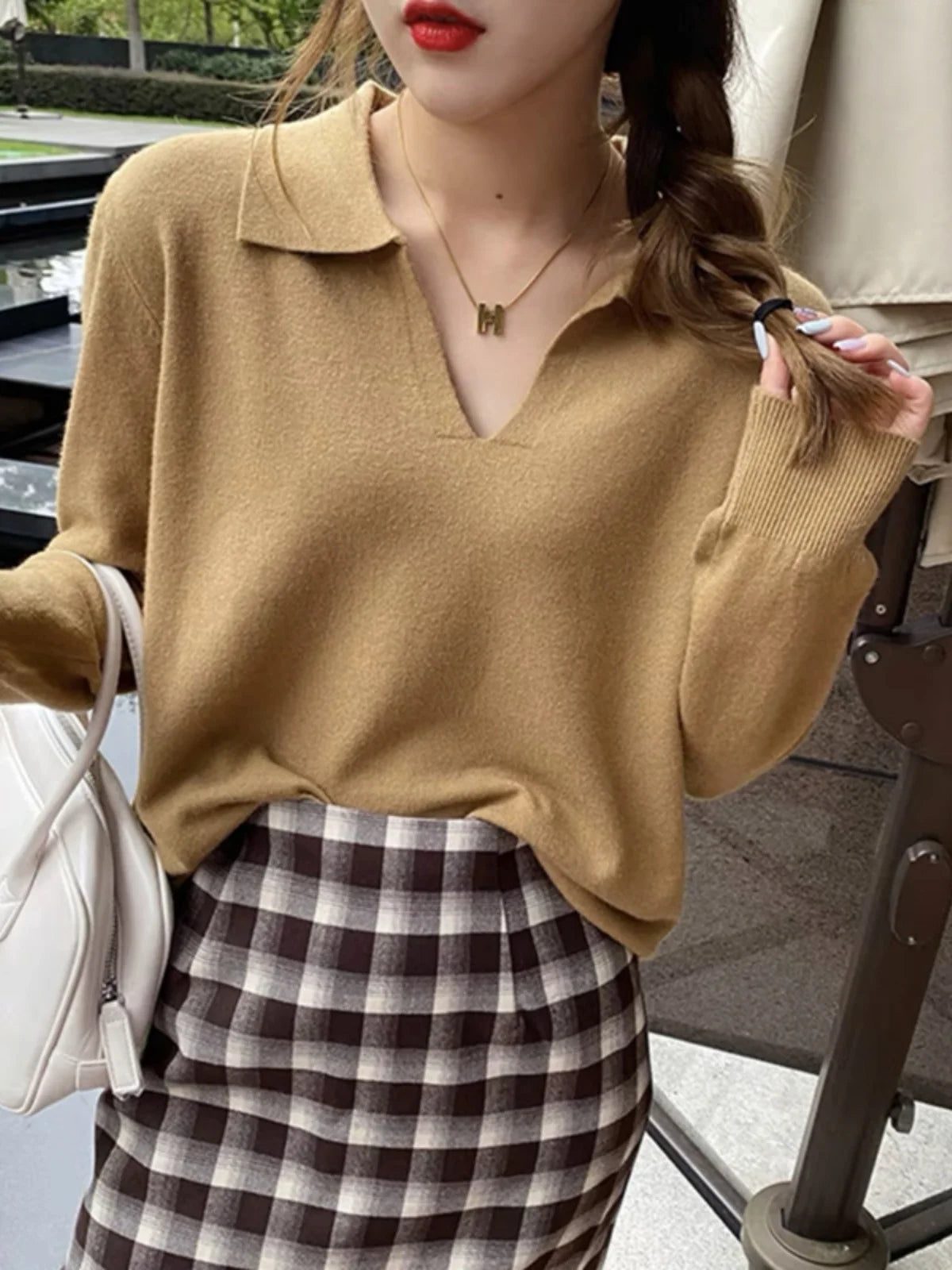 Women's polo collar lapel base shirt