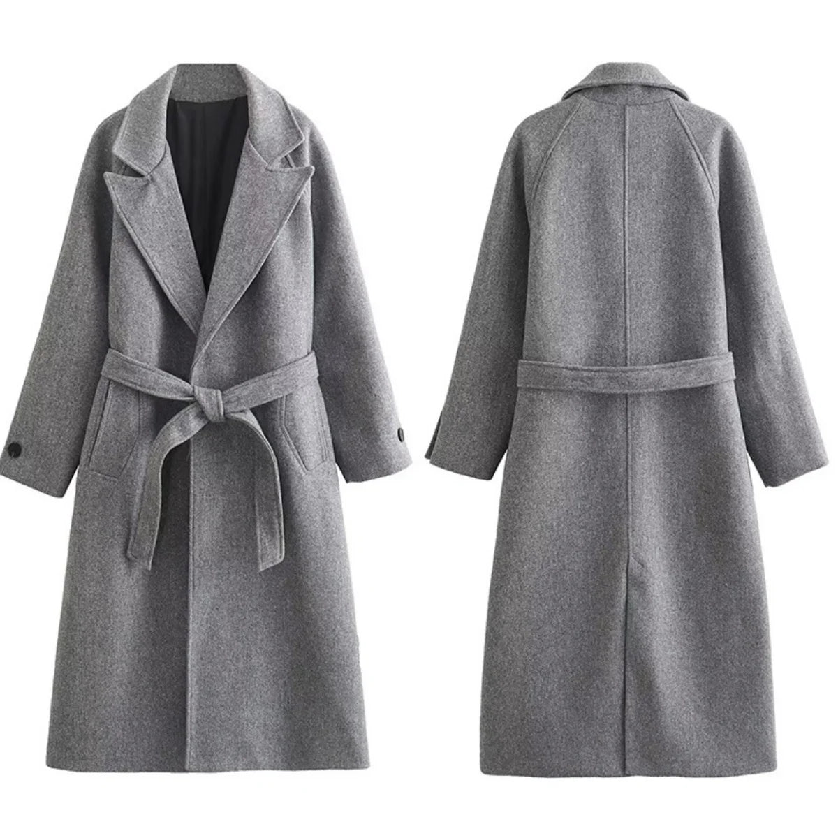 Women's french spring tweed coat with waist belt