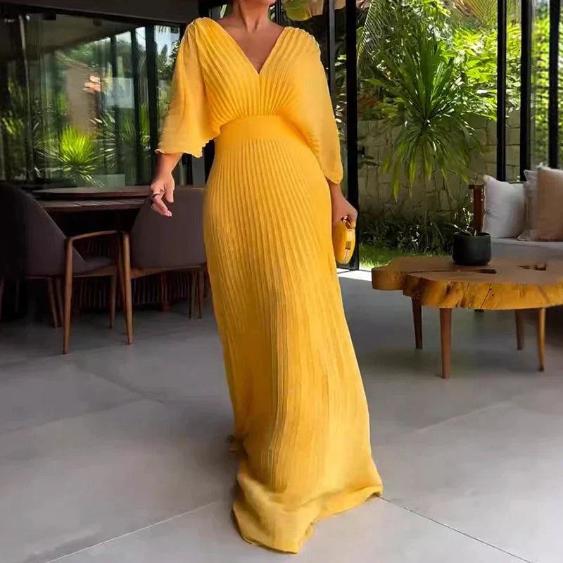 Women's Ribbed Knit V-Neck Dress