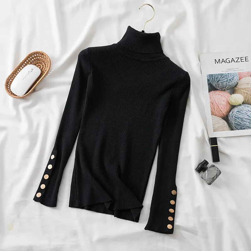 Women's knit turtleneck pullover autumn winter sweater