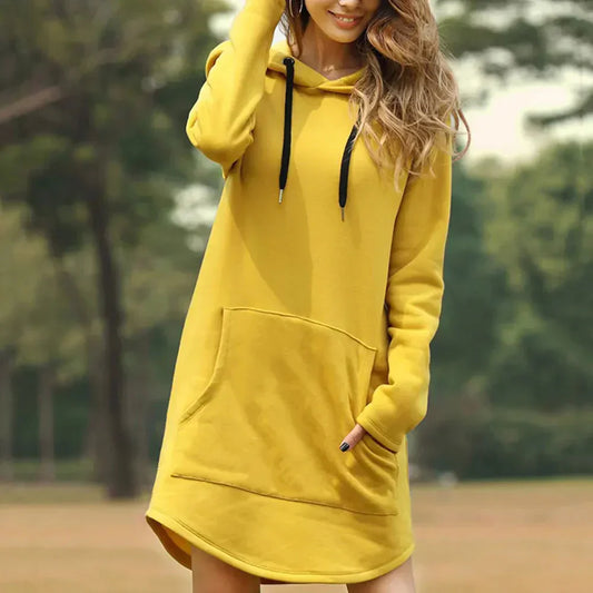 Soft Stretch Long Sleeve Hooded Dress
