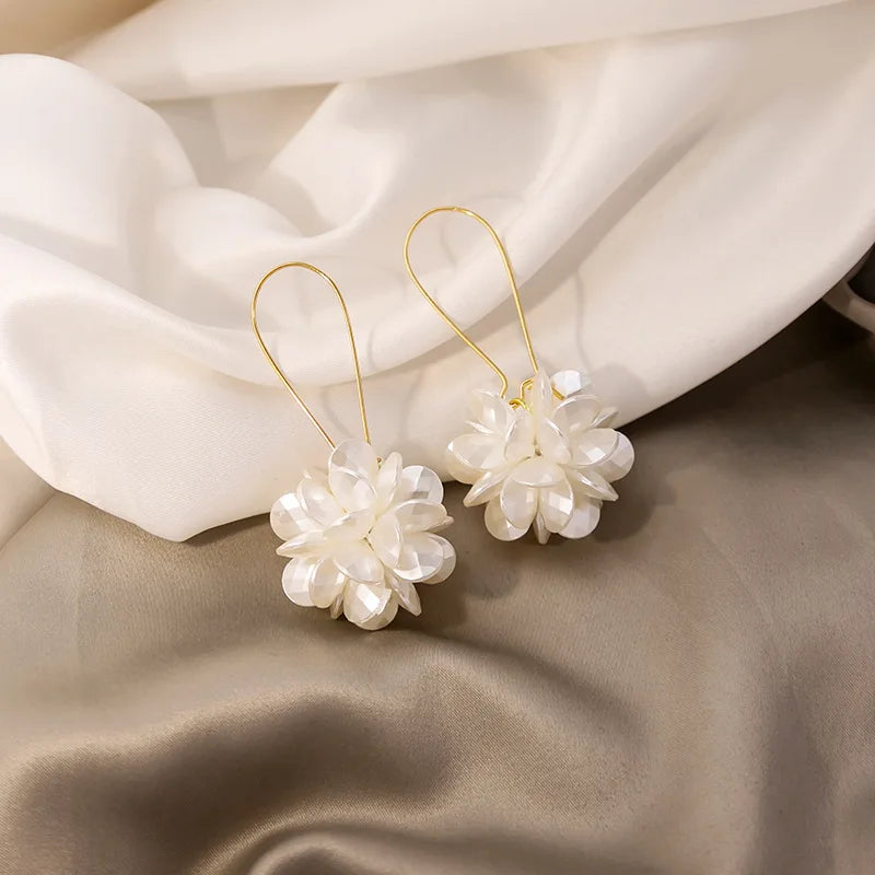 Flower Long Ball Earrings