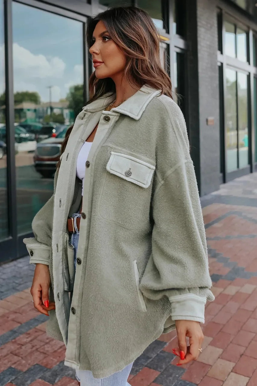 Women's oversized casual velvet shirt