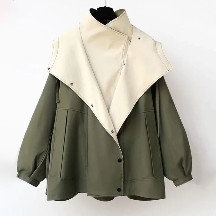 Women's mid-length casual workwear windbreaker jacket