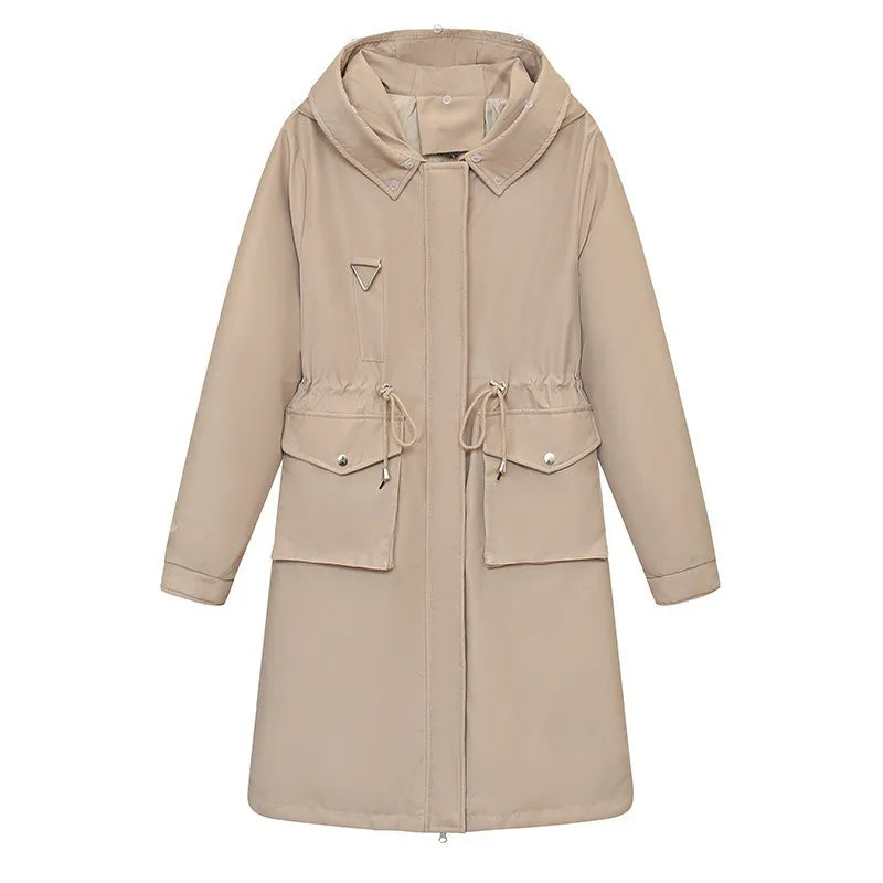 Women's fur collar winter windbreaker long parka