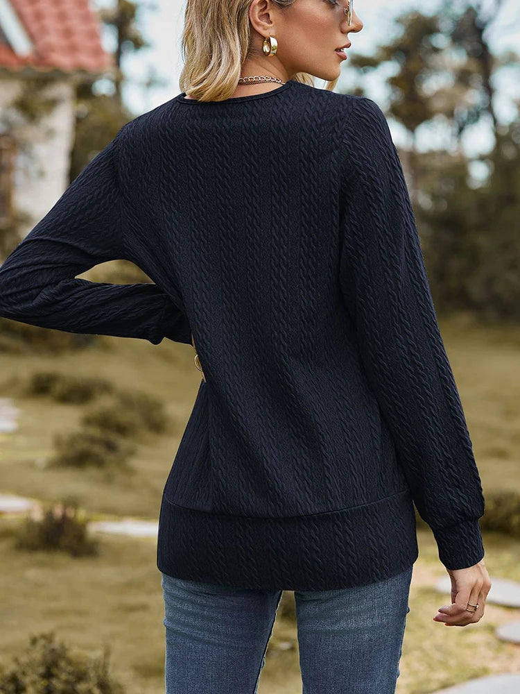 Elegant Square Neck Long Sleeve T-Shirt