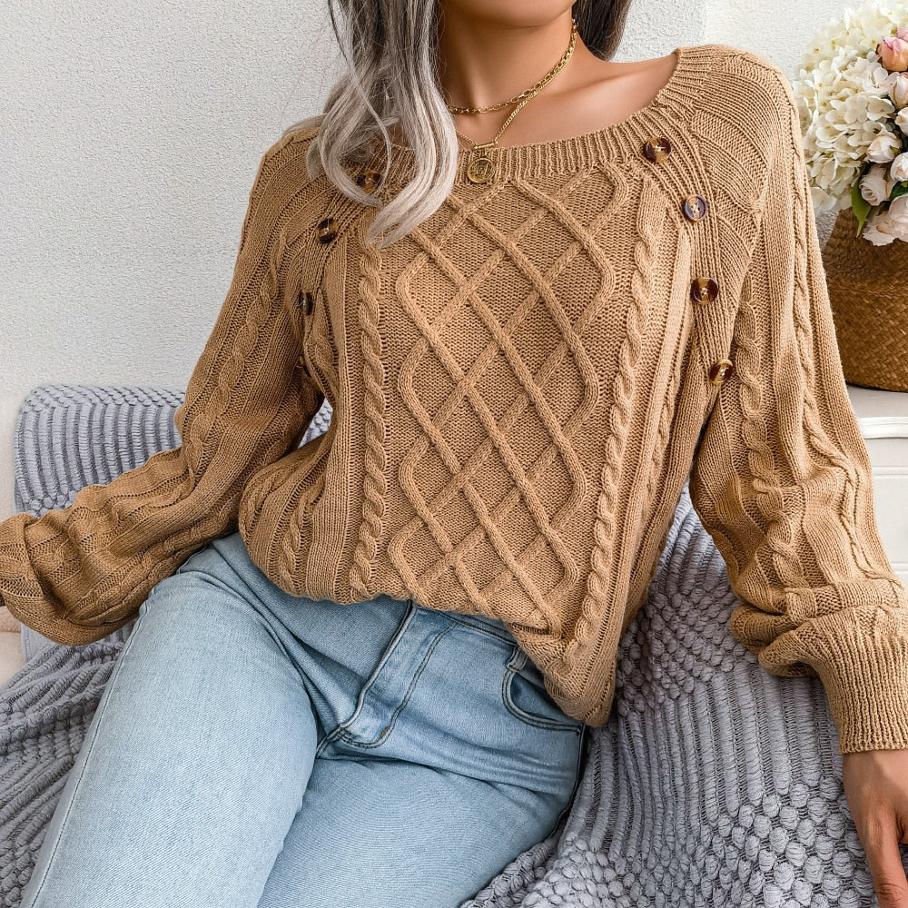 Loose Jacquard Knit Casual Sweater