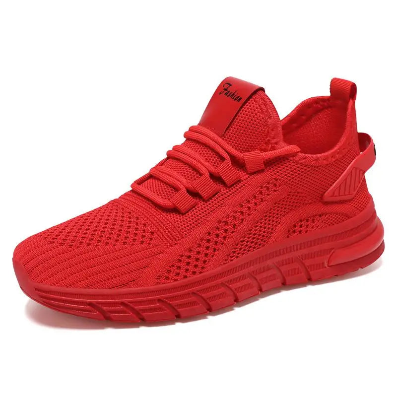 Men’s Athletic Sneakers - Breathable Knit Mesh - Cushioned Sole - Lace-Up Casual Shoes