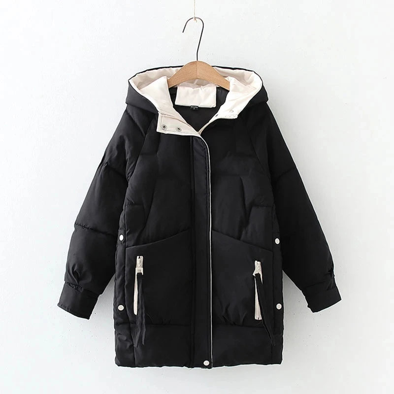 Women's oversized winter cotton down jacket