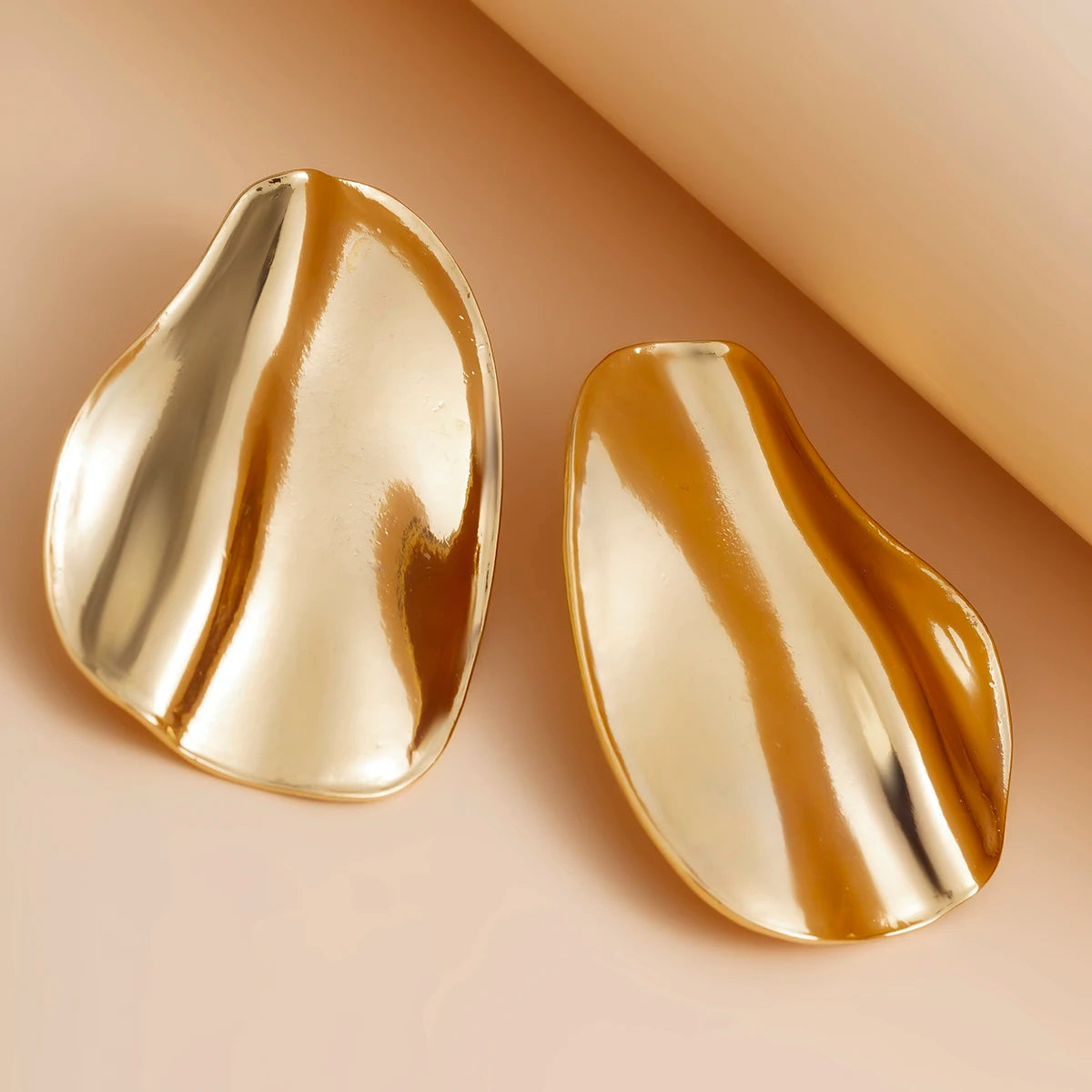 Women's Statement Earrings - Abstract Sculpted Metal - Modern Minimalist Design