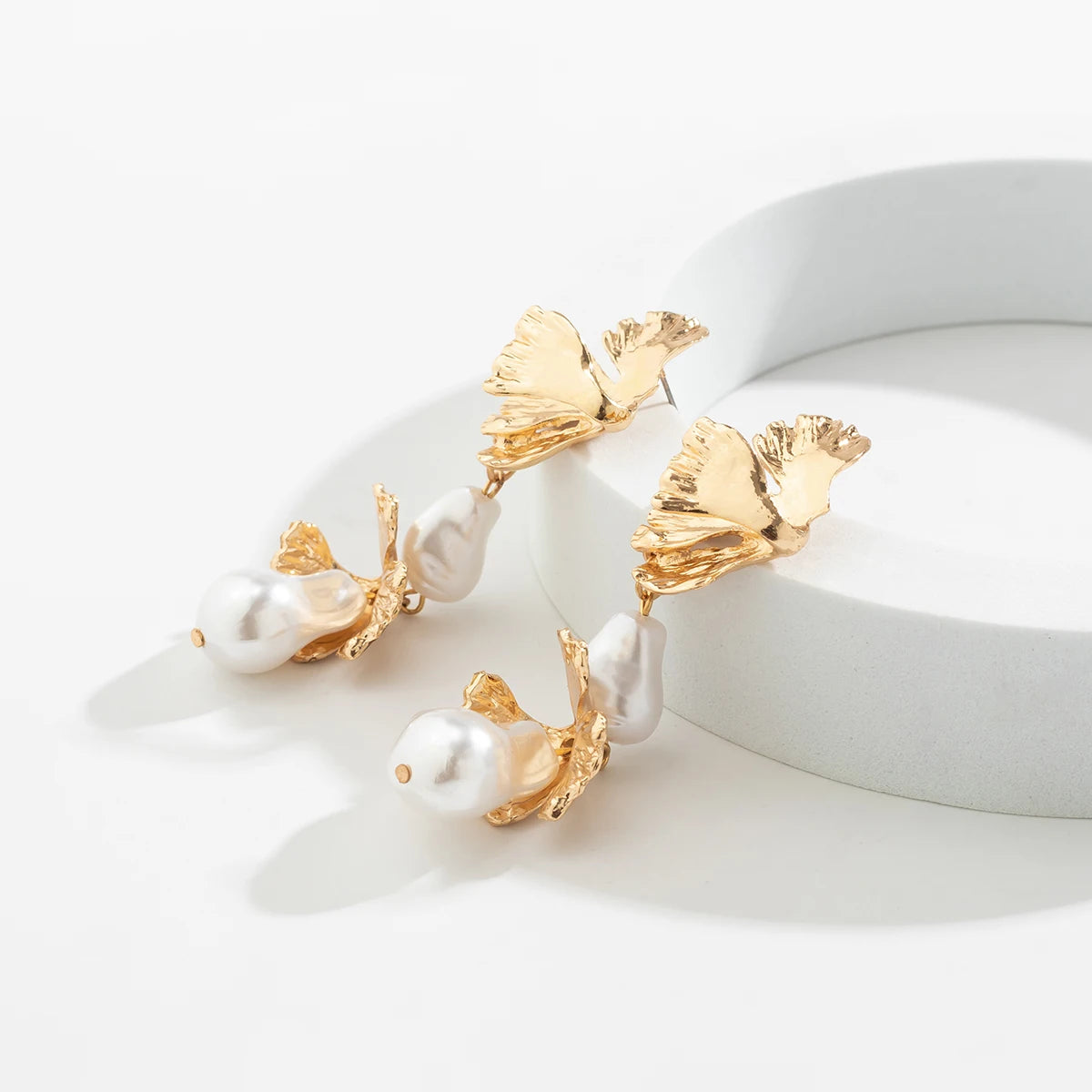 Elegant irregular petal flower drop earrings for women