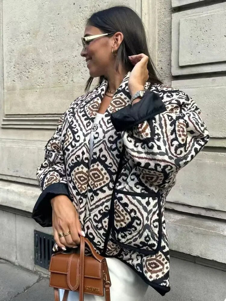 Women's casual oversized printed jacket
