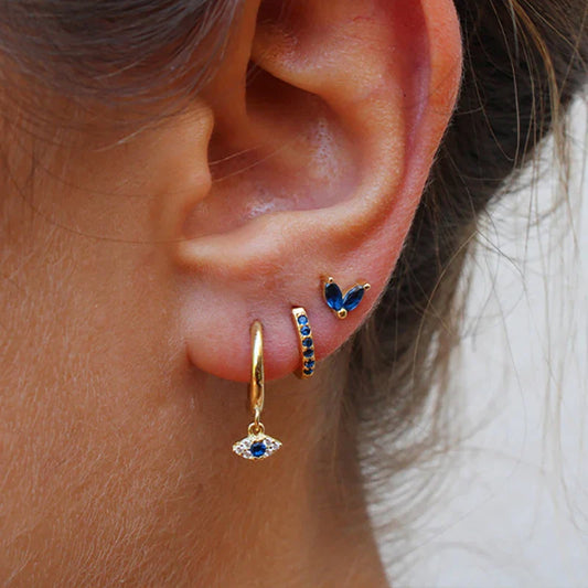 Dangle Gemstone Accent Hoop Earrings