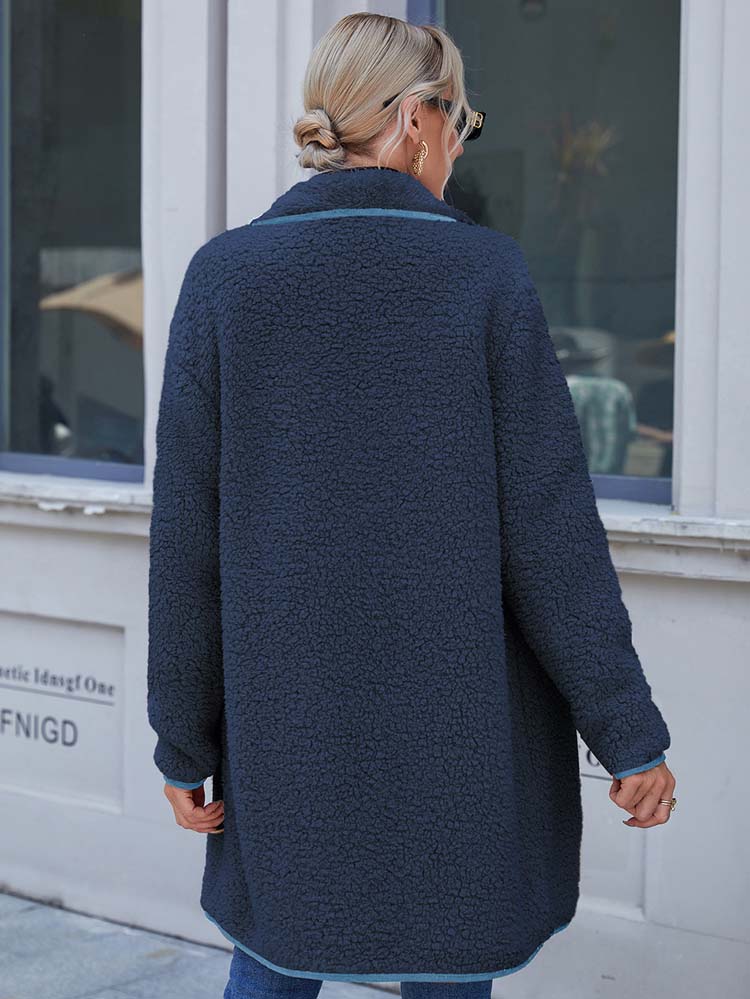 Women's lapel plush coat