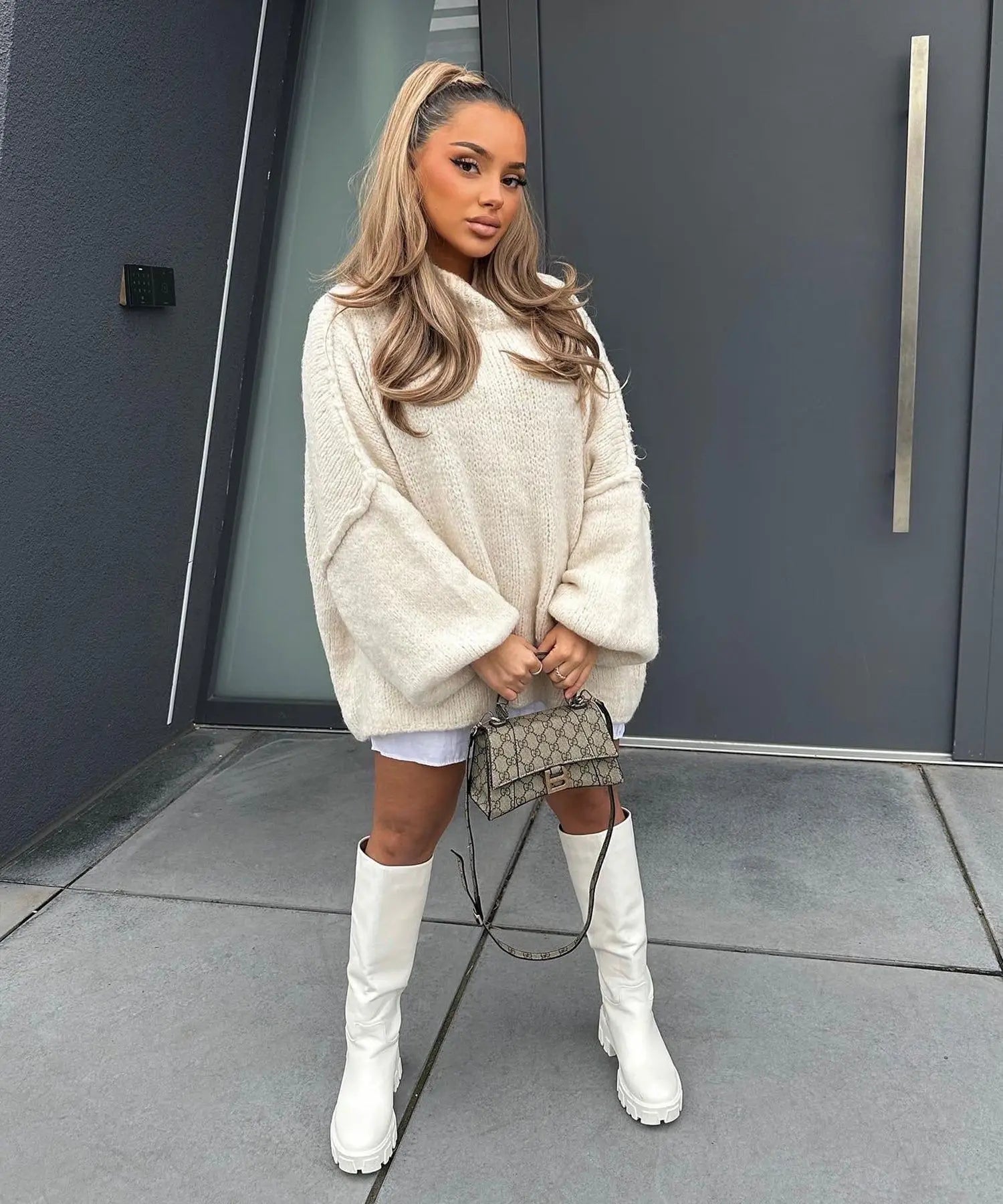 Knitted Crew Neck Casual Long Sleeve Sweater