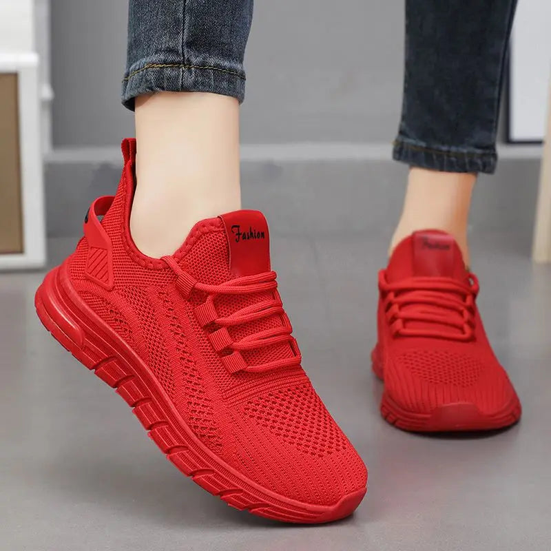 Men’s Athletic Sneakers - Breathable Knit Mesh - Cushioned Sole - Lace-Up Casual Shoes