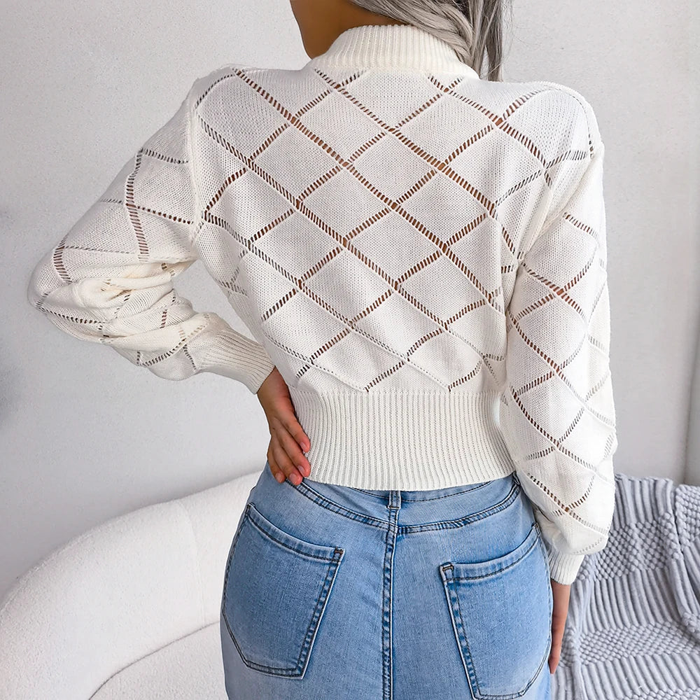 Hollow Out Knitted Crop Pullover Sweater