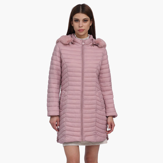 Lightweight Hooded Padded Coat with Pockets
