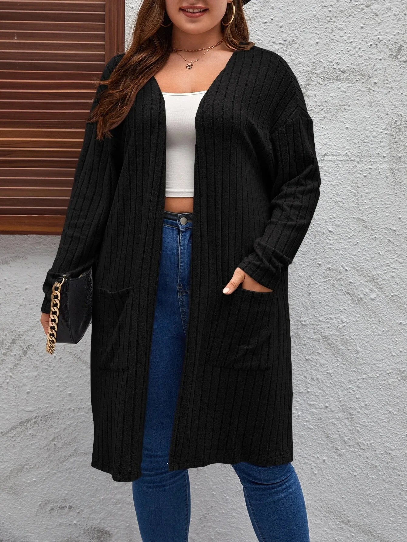 Women's plus size oversized long sleeve cardigan