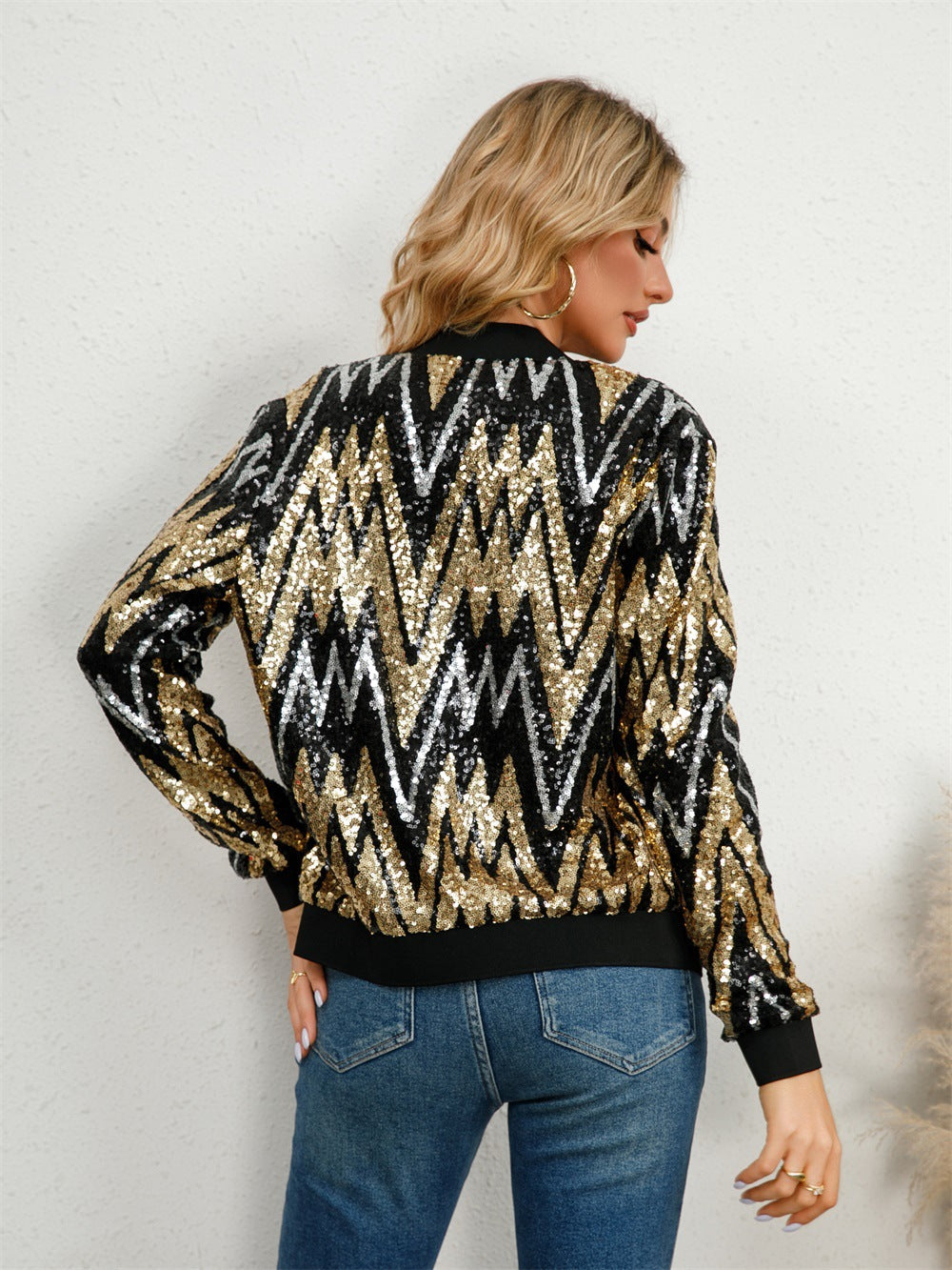 Women's sequined jacket coat for spring and autumn