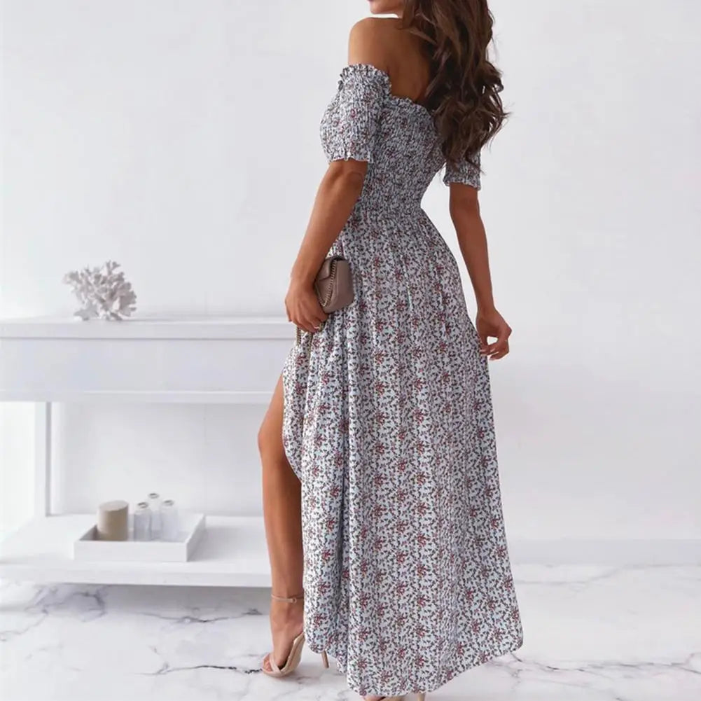 Women's Boho Maxi Dress Strapless Floral Summer Beachwear