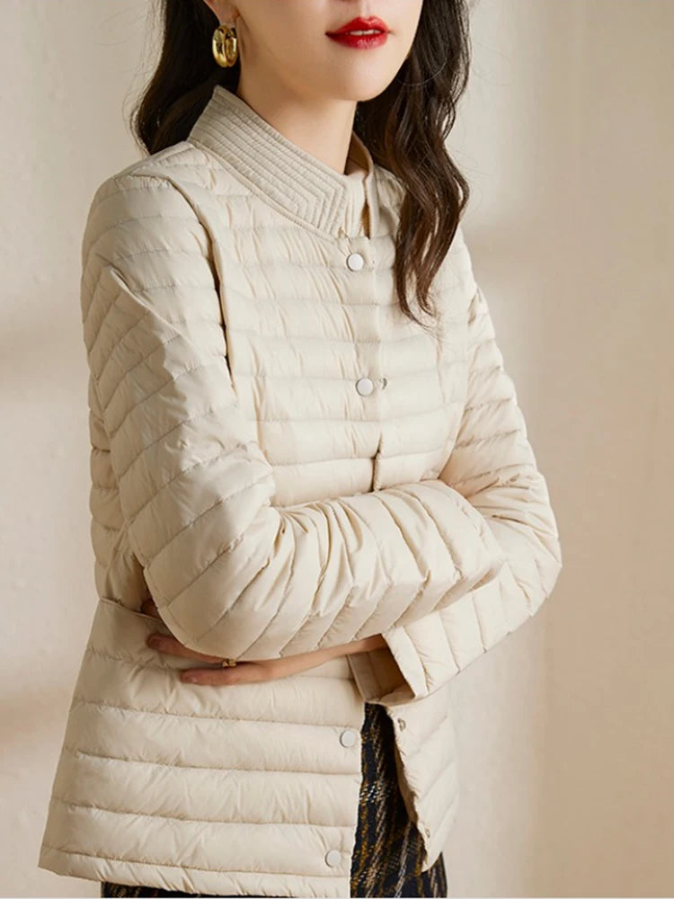 Women's lightweight autumn down puffer jacket short coat