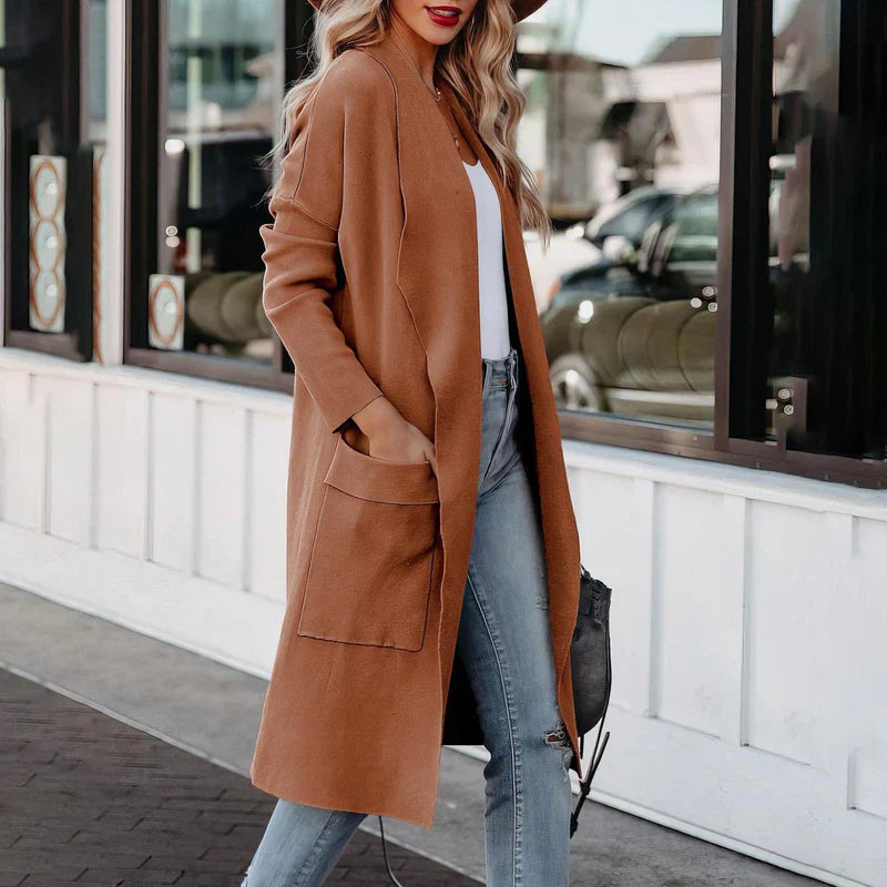 Women's casual warm long coat jacket