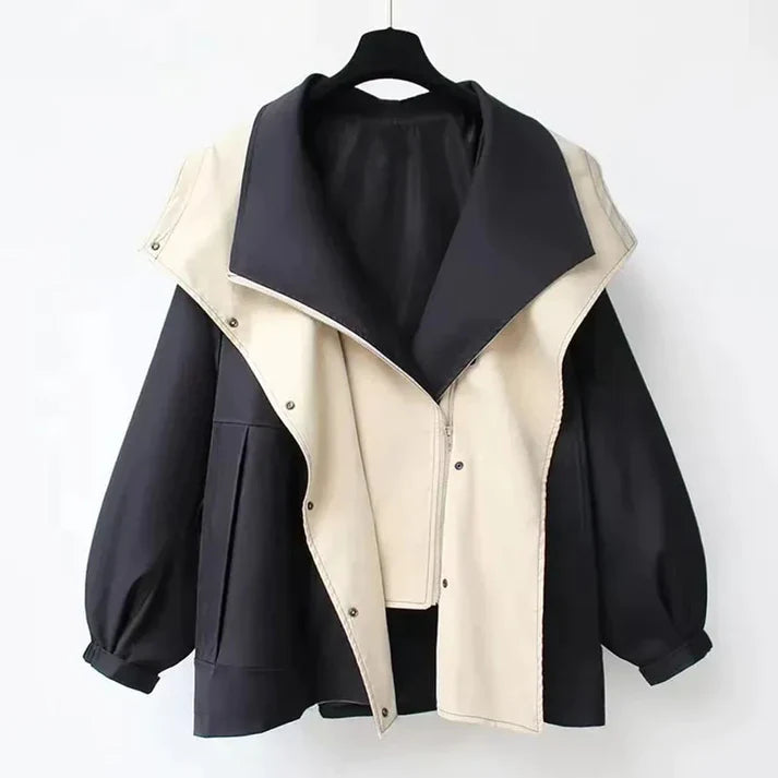 Women's mid-length casual workwear windbreaker jacket