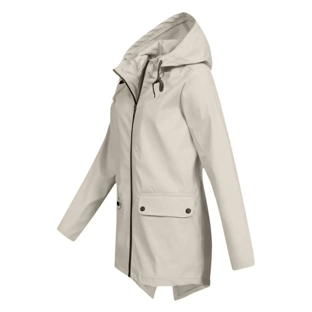 Women's hooded windproof mid-length coat