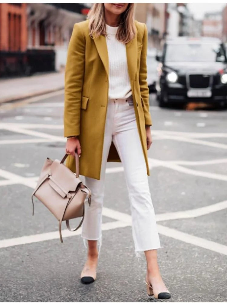 Women's wool blend trench coat with lining