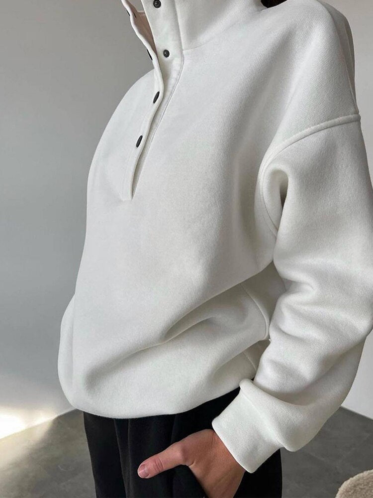 Women's snap button sweater and pants tracksuit