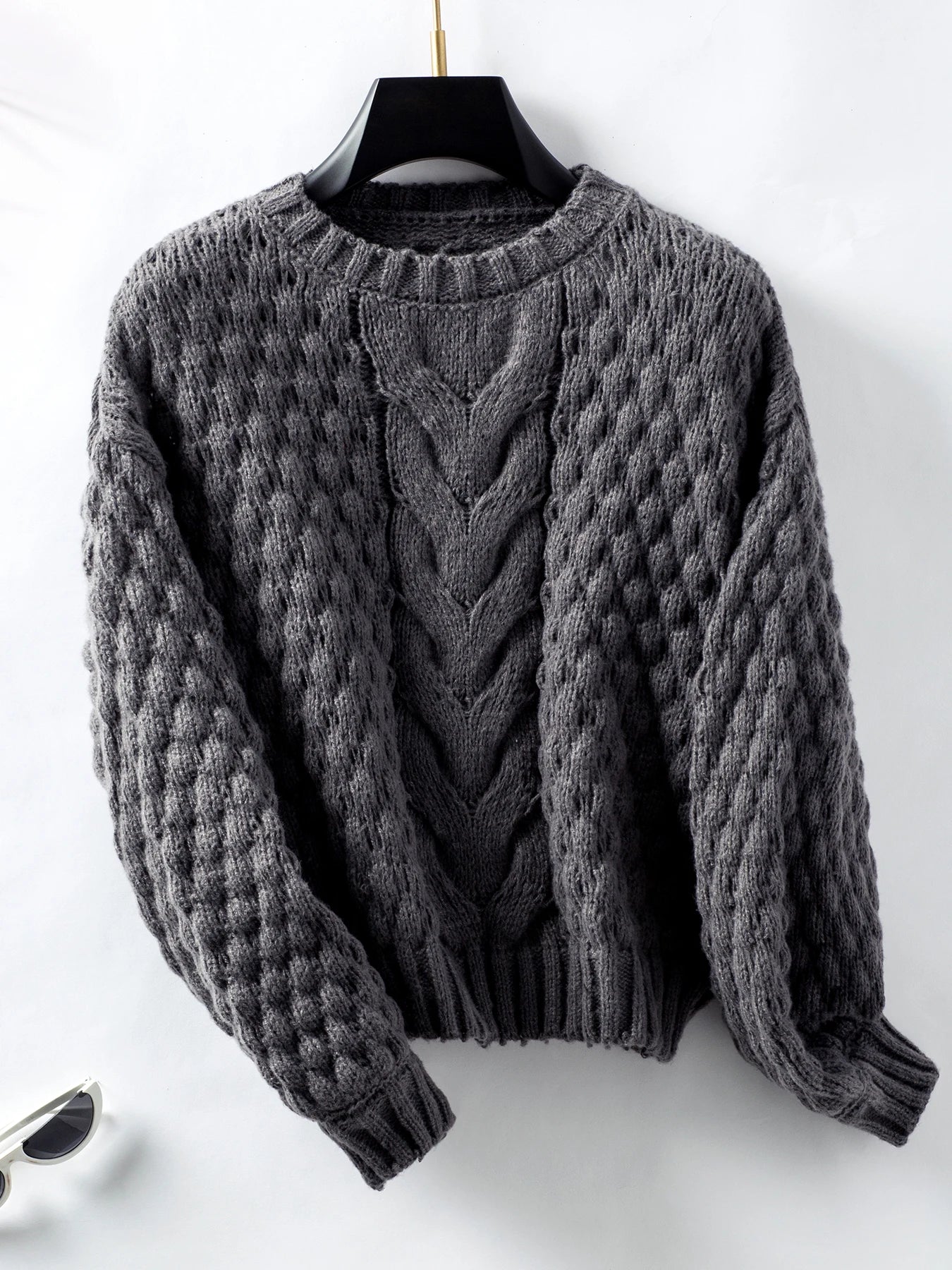 Women's hollow out loose knit pullover sweater