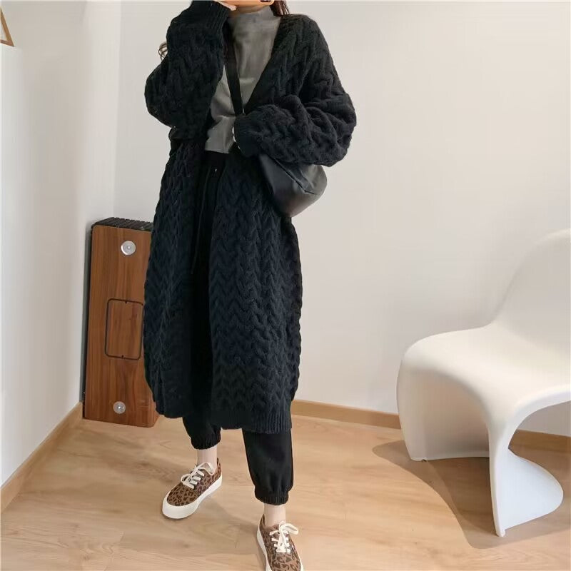 Women's cozy long knit cardigan