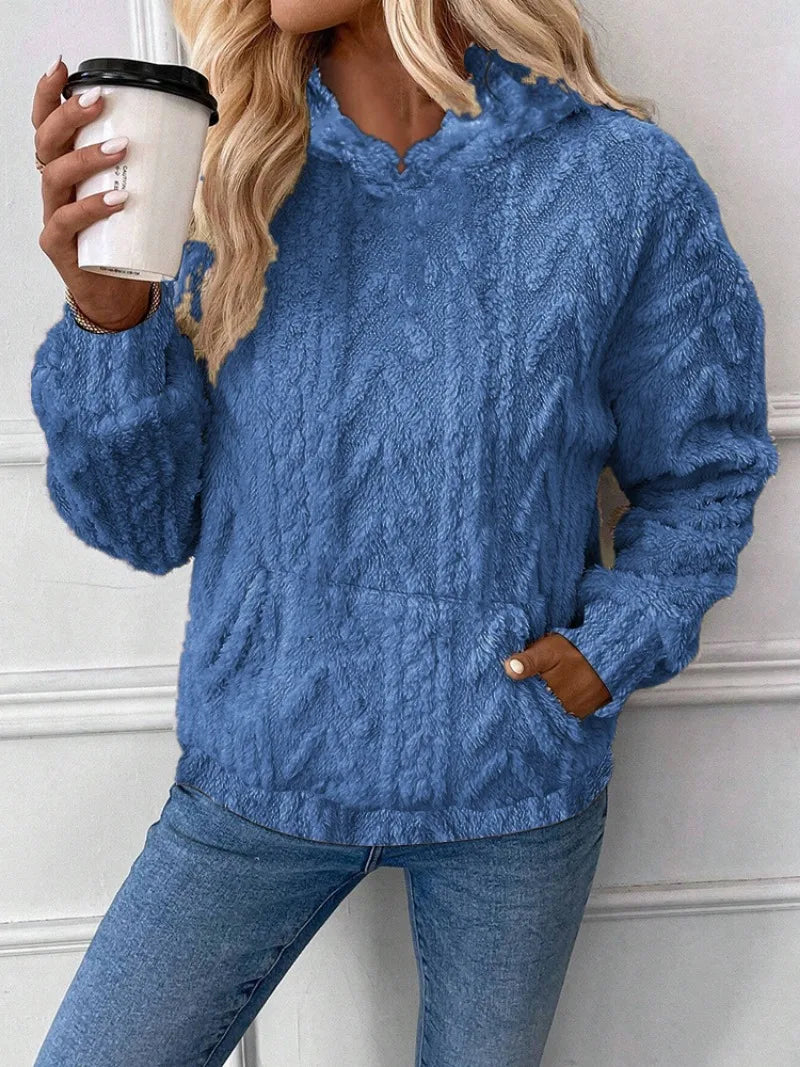 Women's jacquard hooded pullover sweater