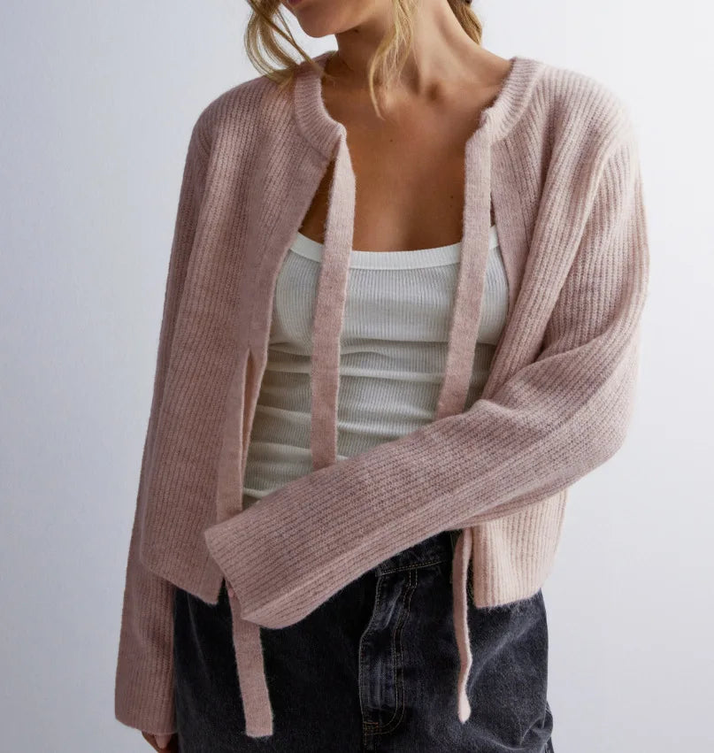 Women’s loose lace-up cardigan