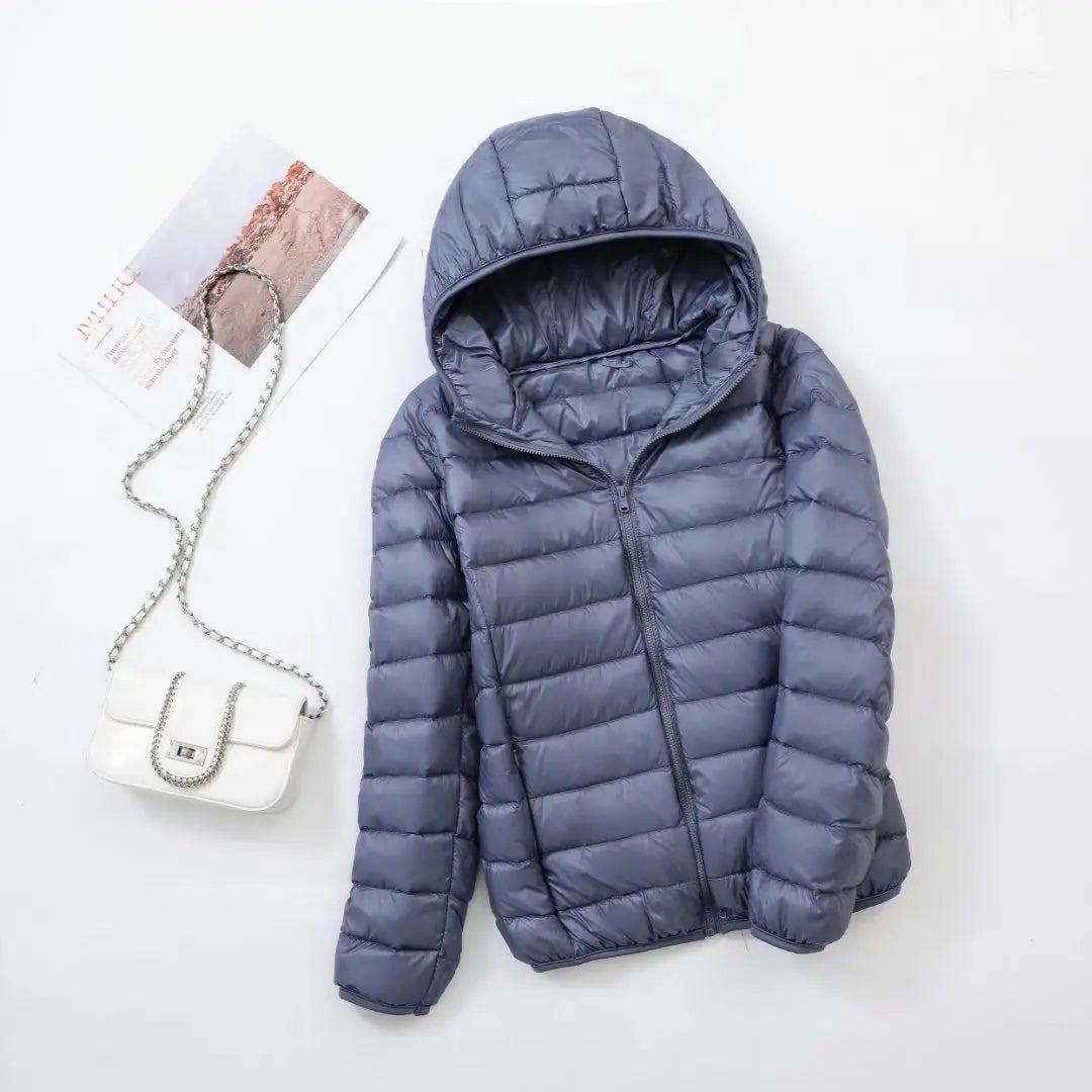 Men’s Puffer Jacket - Quilted Hooded Design - Lightweight Insulated - Zip Closure