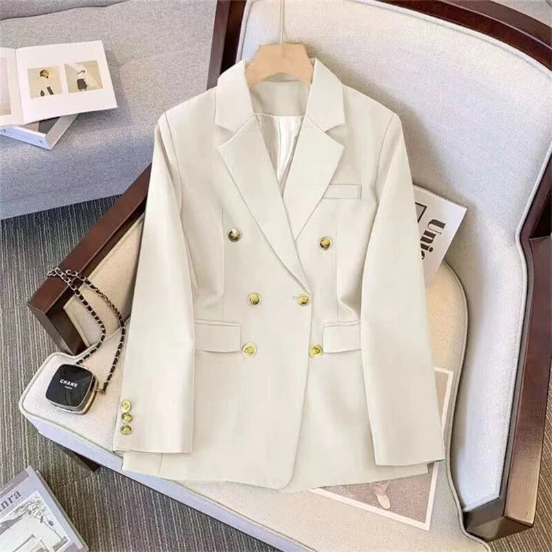 Elegant women's basic suit single button blazer