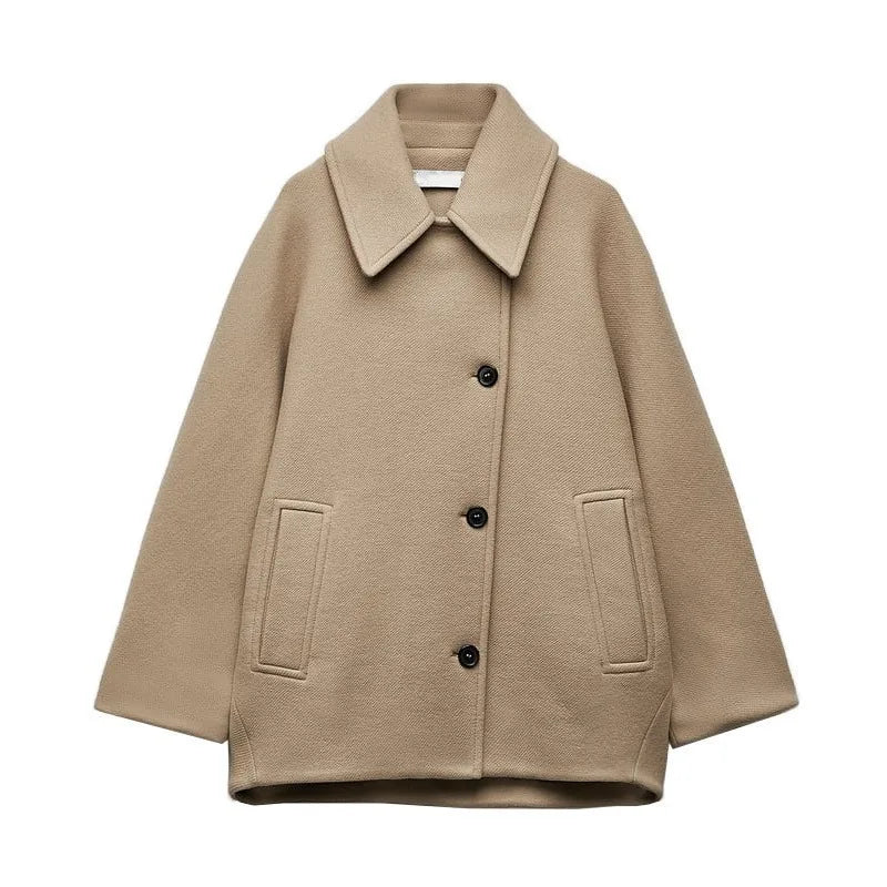 Women’s vintage warm lapel jacket with pockets
